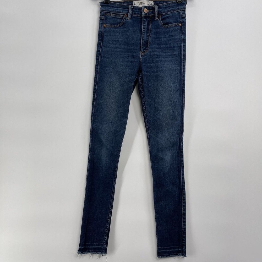 Abercrombie & Fitch High Rise The Ankle Straight Jeans Women's 00/24‎ Raw Hem